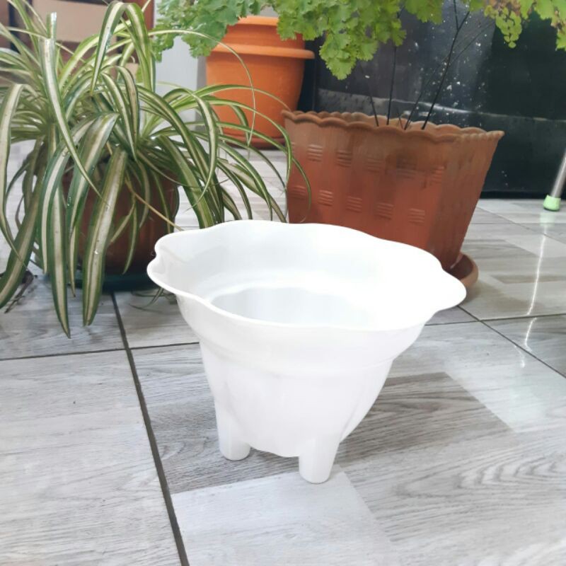 Pot Kaki 20cm pot tanaman dan bunga plastik putih tawon