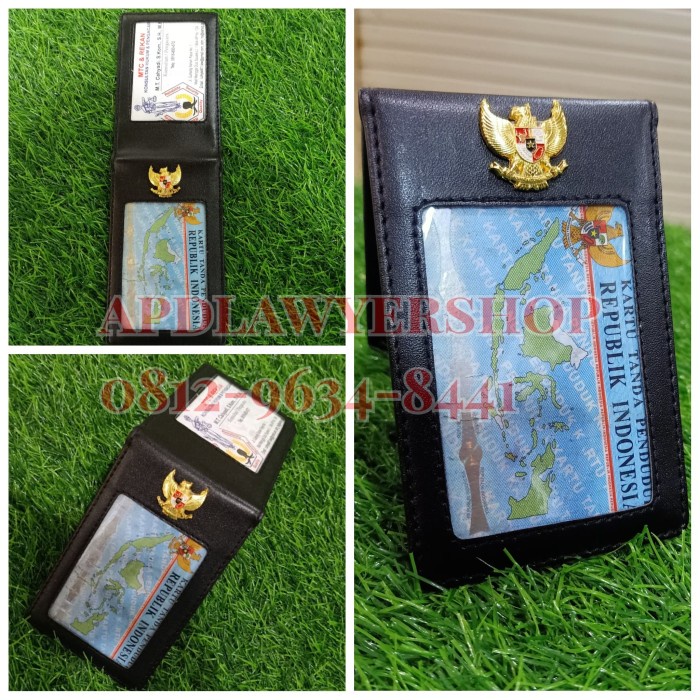 

v0v20v Name Tag Id Card Dompet Kartu Saku Kulit Hitam Dof Garuda Magnet Fv0101