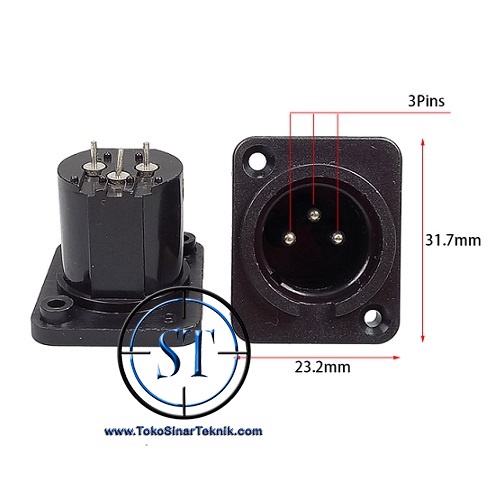 BA-95 Jack Canon xlr Body Plastik Male 3 Pin Sasis 3-Pole Panel Mount Chassis Socket Connector Microphone Box Ampli Speaker