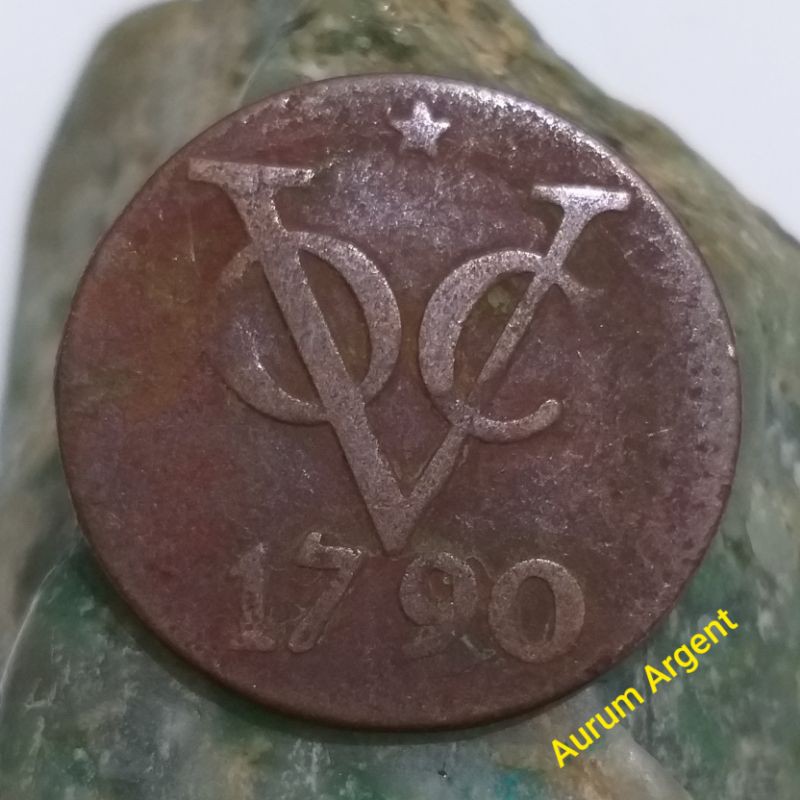 SVOC.10-- 1 PC KOIN TEMBAGA KUNO ASLI 2 DOIT VOC TH 1790. --- COPPER COIN ---