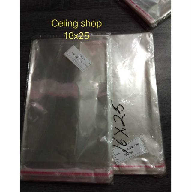 

plastik OPP bening UNDANGAN LEM SEGEL SOUVENIR serbaguna 16x25 isi 100lmbr