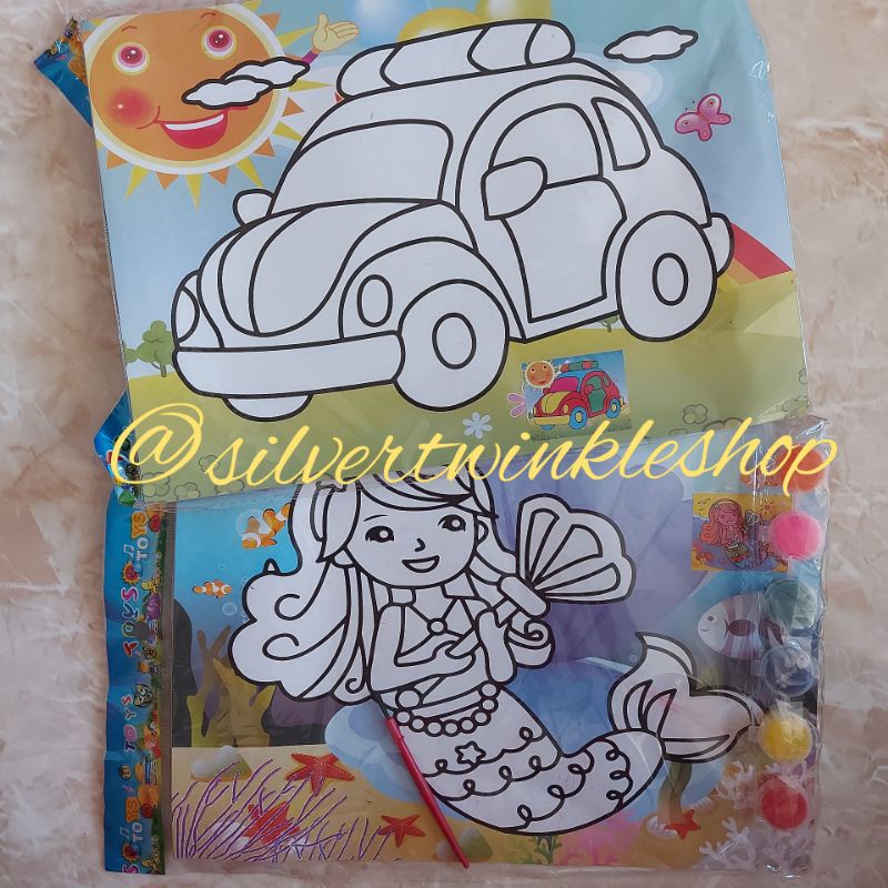 Mainan edukasi mewarnai cat air melukis mewarna kerajinan tangan anak / mainan DIY alat mewarnai ana