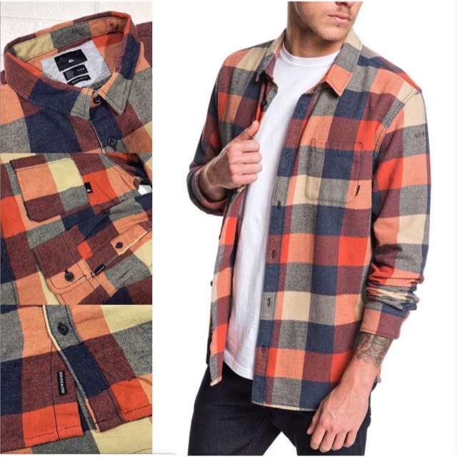 JFs Kemeja pria Shirt lengan panjang Quiksilver ORIGINAL