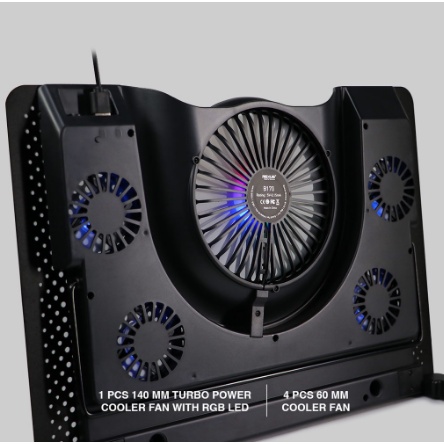 ITSTORE Rexus Cooling Pad / Coolingpad Breeze B170 5 Fan With RGB alas pendingin laptop