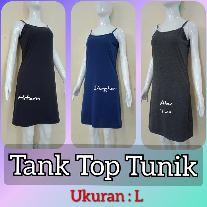 TANK TOP WANITA TANKTOP PANJANG TALI KECIL SELUTUT TUNIK | KAOS DALAM TUNIK UKURAN L TANKTOP WANITA