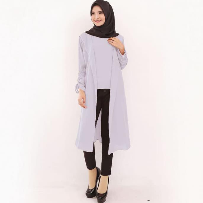 Reseller Open Baju Atasan Tunik Baju Atasan Wanita Terbaru Long Cardi Tsh 9907 - Navy, L