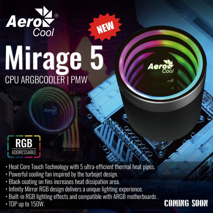 FAN Aerocool MIRAGE 5 CPU Air Cooler ARGB