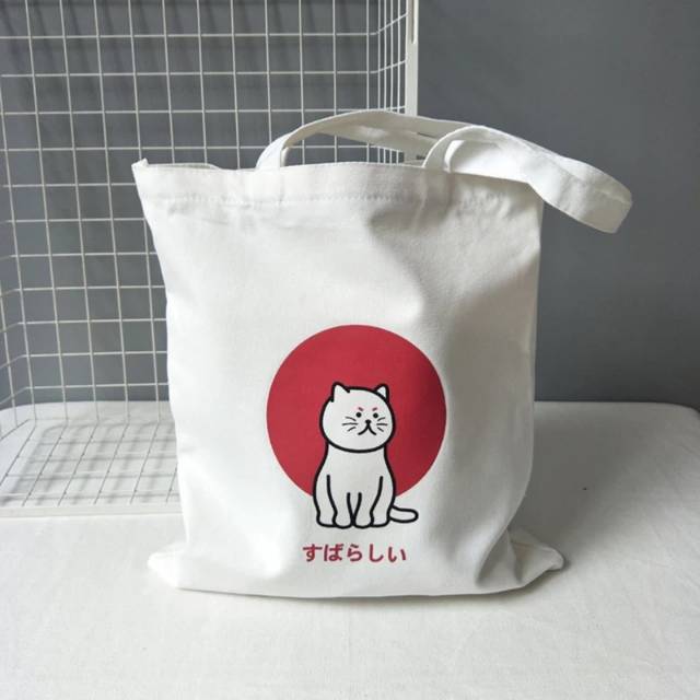 Tas tote bag kucing pakai resleting termurah