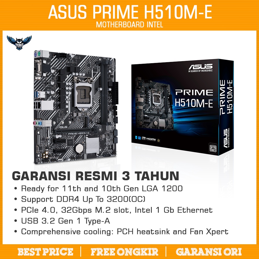 Motherboard Asus Prime H510M-E (LGA 1200, mATX, H510) Mainboard Intel