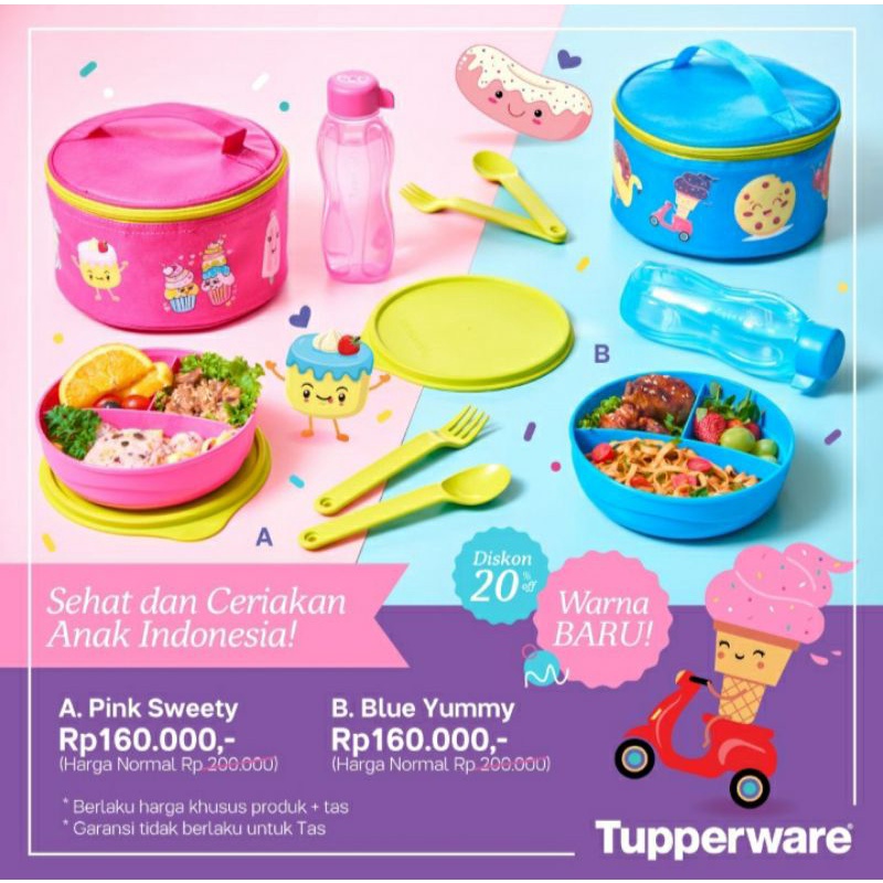 Tupperware pink sweety dan blue yummy
