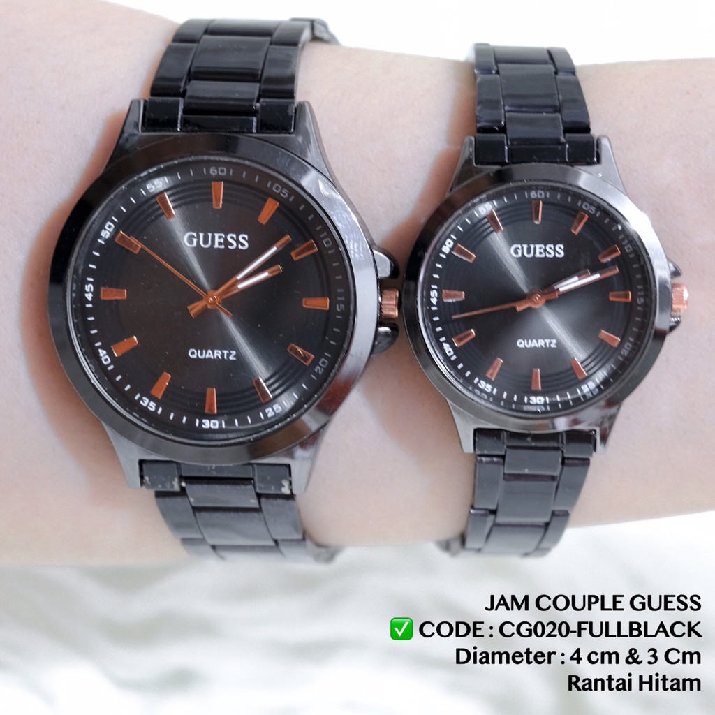 Jam tangan Couple GUESS rantai hitam Harga sudah sepasang free baterai cadangan grosir ecer CG