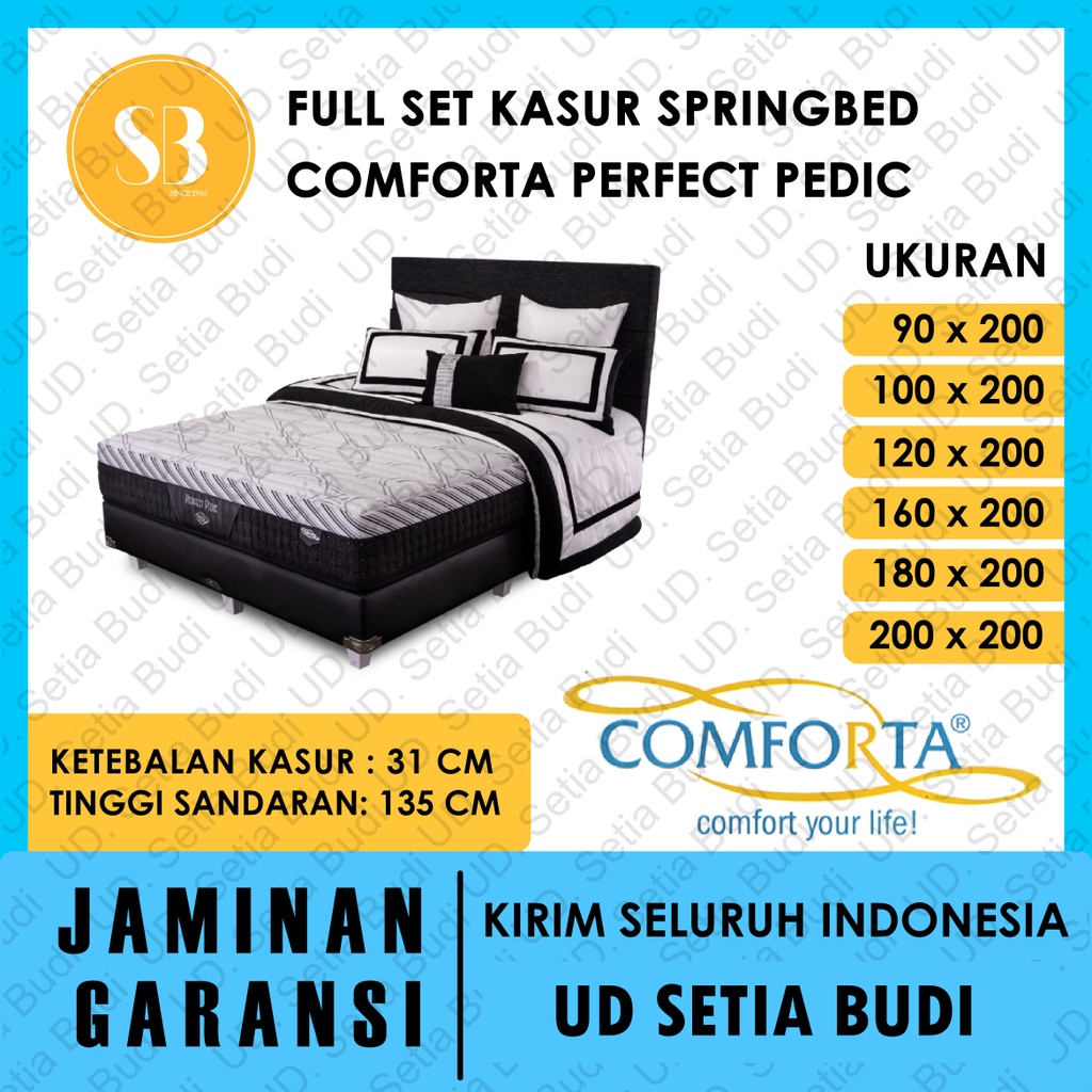 Full Set Kasur Comforta Springbed Perfect Pedic 200x200 180x200 160x200 120x200 100x200 90x200