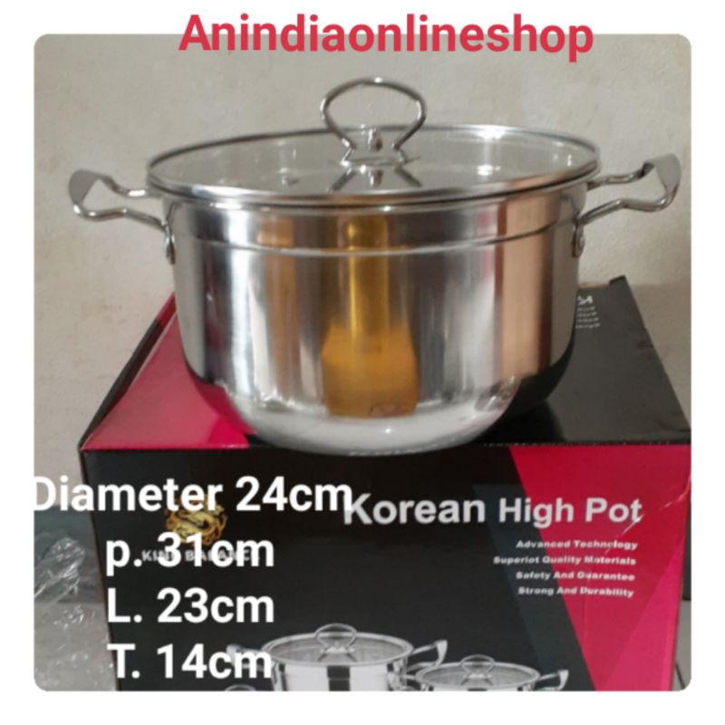 Panci sayur korean High pot 24cm/panci multifungsi stainless steel