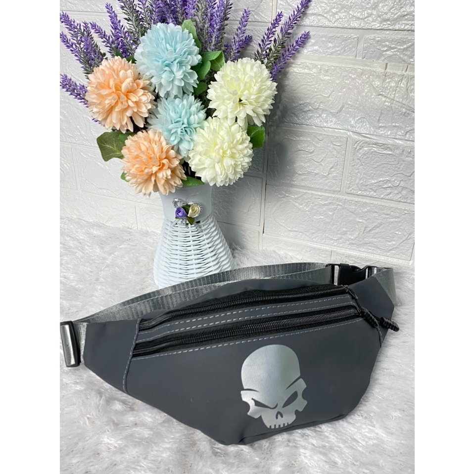 Tas Selempang Pria Waterproof Motif Tengkorak Asli Import