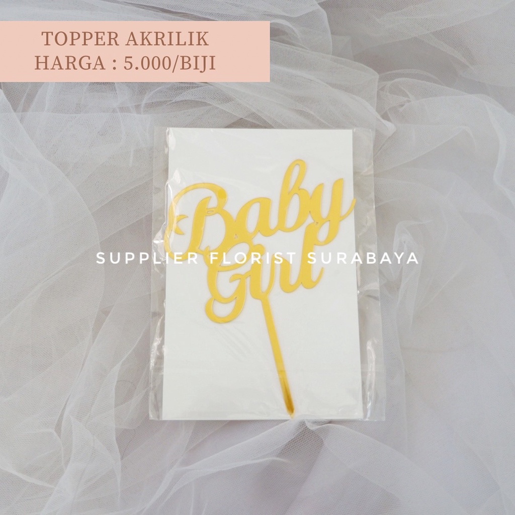 [BACA DESKRIPSI] TOPPER AKRILIK HIASAN KUE TART SISIPAN KUE TOPPER BABY BOY BABY GIRL BOY GIRL HIASAN KUE TART