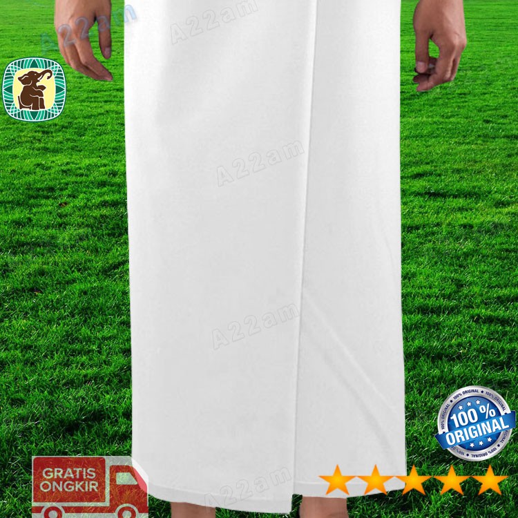 G24-14 Kain Sarung Cap Gajah Duduk Polos Putih Original Dewasa