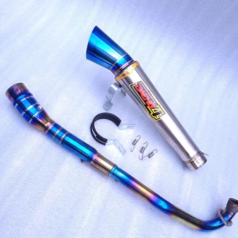 open pipe daeng sai 51 mm canister and elbow Bluemoon xrm 125/100 wave 125/100 fury