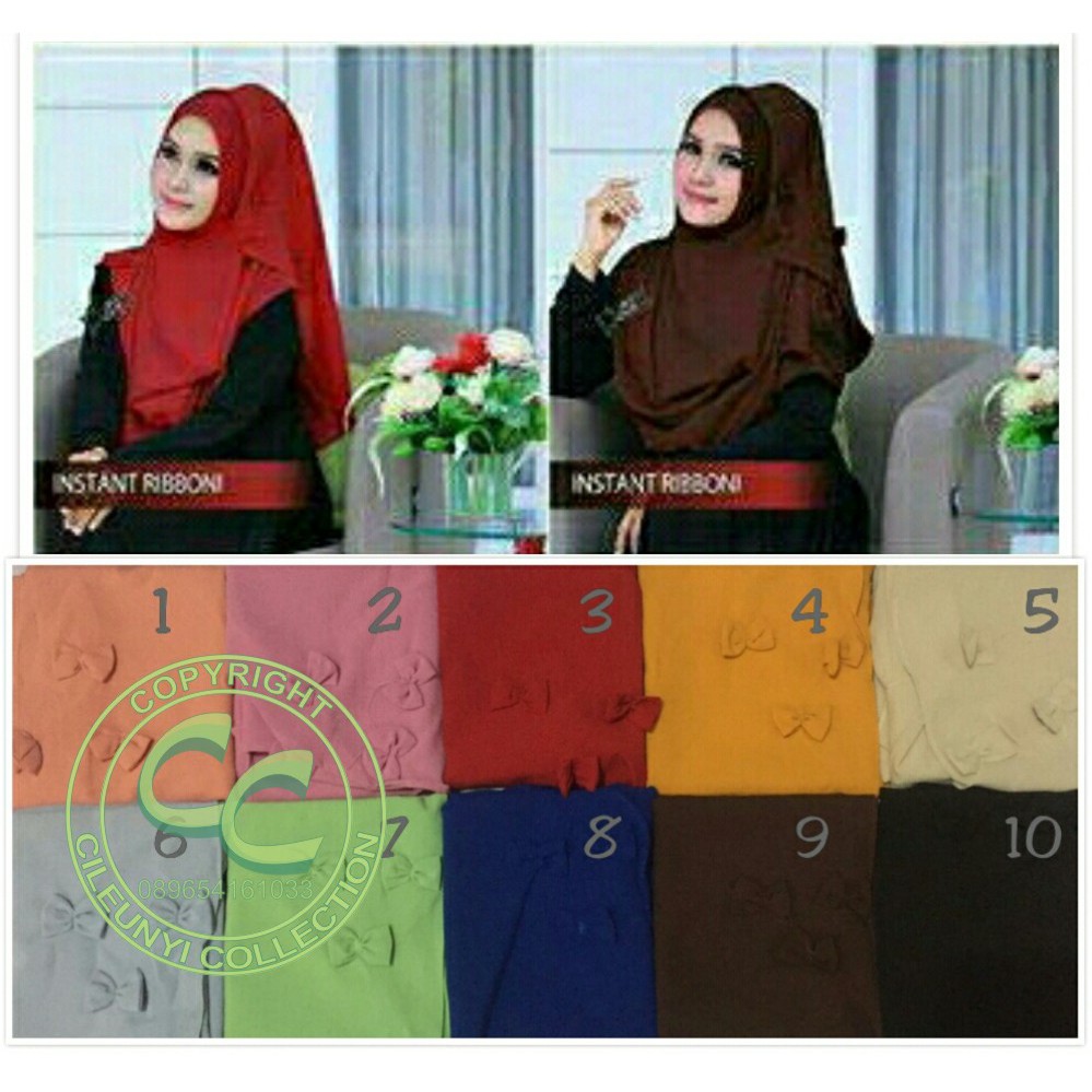 Promo Hijab Instant Ribboni Kerudung Jilbab Diamond Georgette