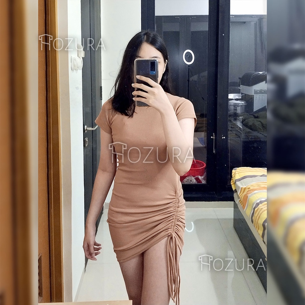 HOZURA - Dress Kain Rajut Premium Bisa Serut Samping - One Set Sexy - Dress Wanita Kekinian 2021 - Dress Wanita Korean Style Terbaru 2021 Kekinian Sexy Remaja - MDLV ~ 0240 Pdk Knit Cami Bodycon Dress Import Dress Rajut Bodycon BJ0N - Elma dress rajut pol