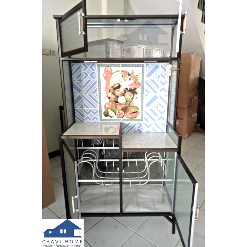rak piring rak dapur lemari aluminium meja keramik 2 pintu meja susun termurah kitchen set