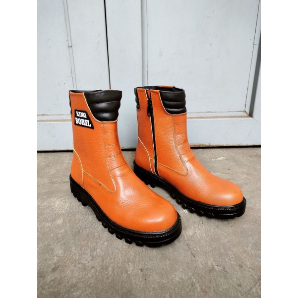 sepatu safety kulit asli l sepatu proyek kulit l sepatu safety resleting kulit l sepatu kulit safety