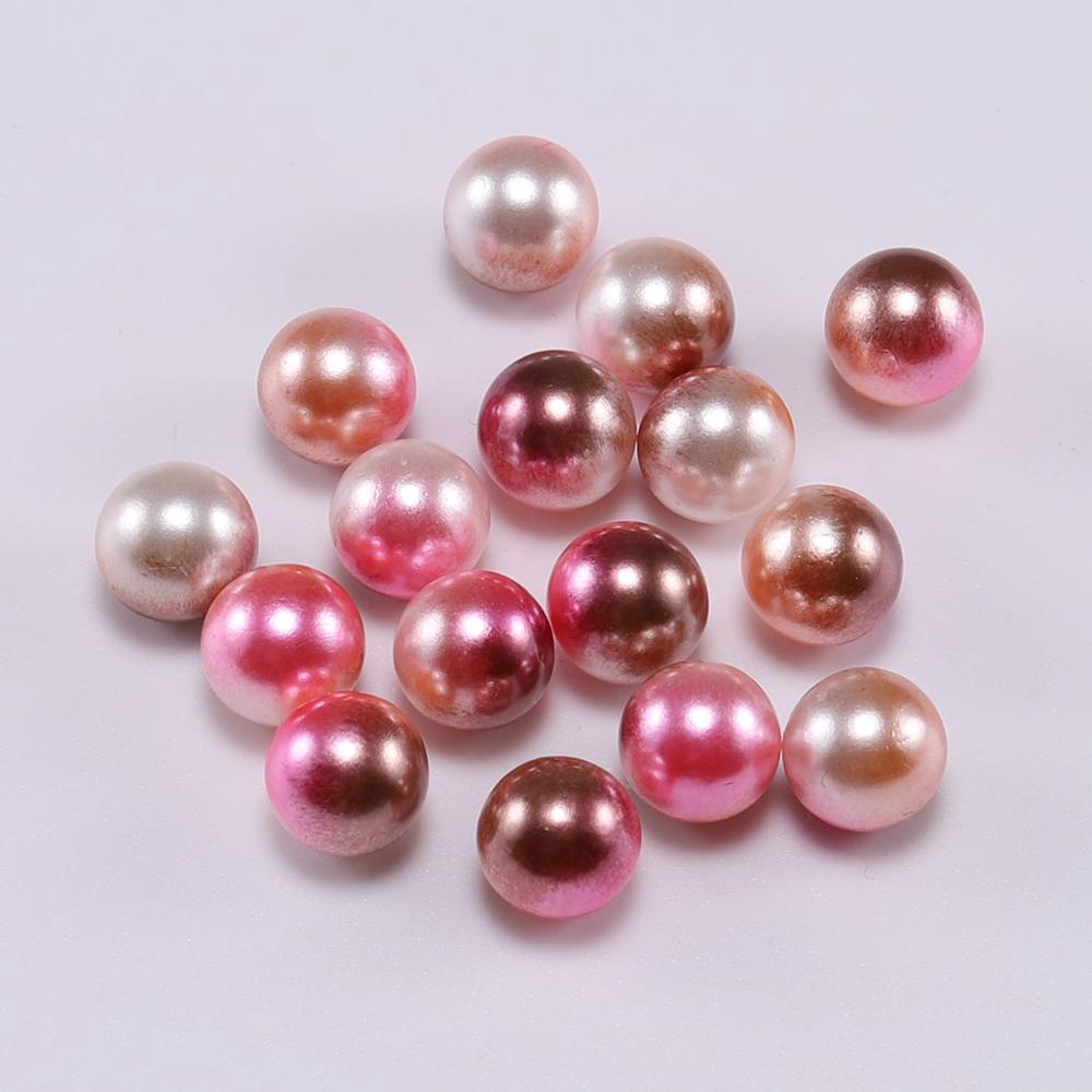 3/4/6/8/10/12MM NO Hole Rainbow Color Bead ABS Imitation Pearl Beads Round Plastic Acrylic Beads For Jewelry Making Findings DIY