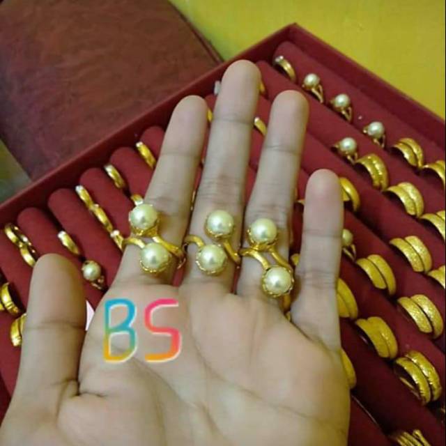 Cincin mutiara air tawar lps emas24k