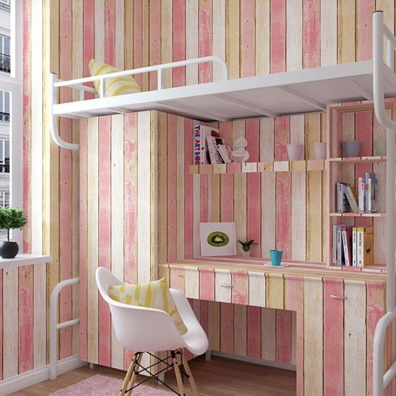 wallpaper stiker dinding motif kayu 3 warna pink MIX gold