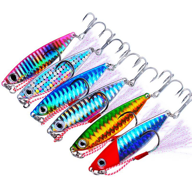 Umpan pancing metal jig + treble + asist hook fishing lure jigging 7g 10g 15g 20g 30g ultralight 045