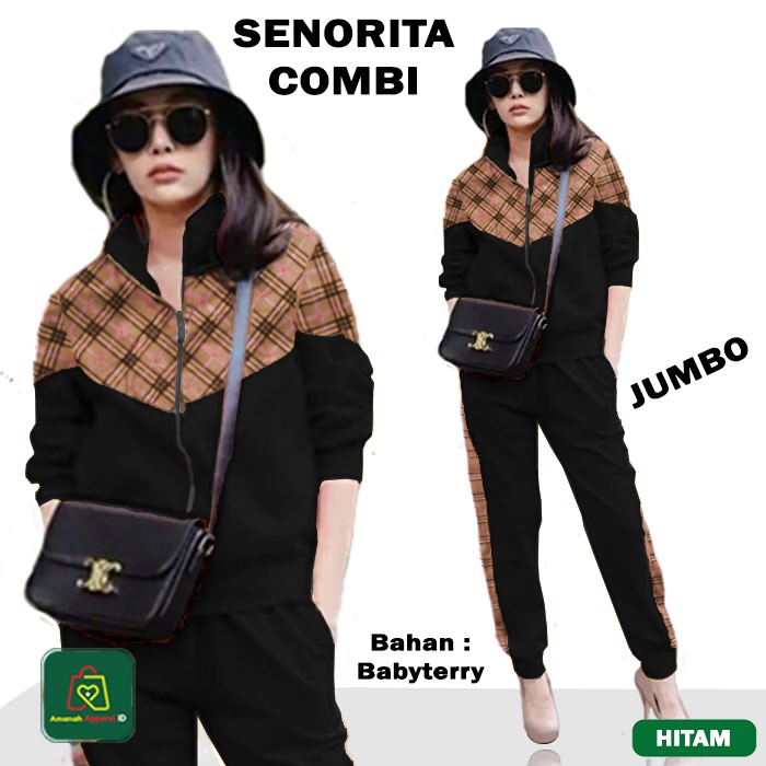 Setelan Pakaian Wanita SENORITA COMBI JUMBO Bahan Babyterry Premium Size XL - 11369