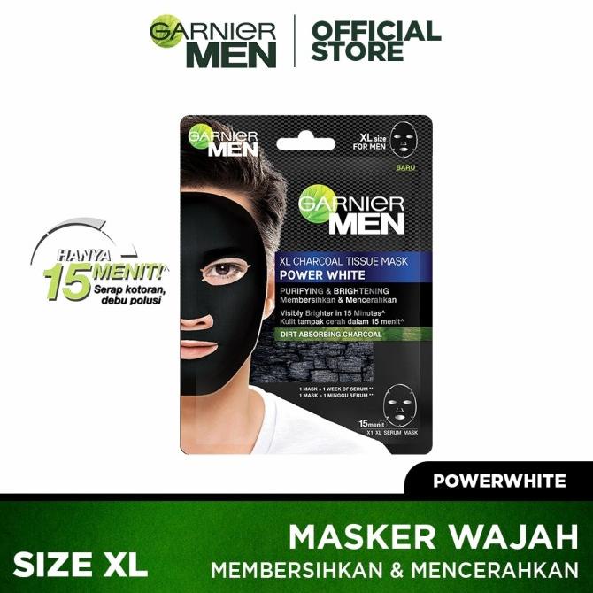 Garnier Men Power White XL Charcoal Masker Serum Wajah Pria Tisue Mask 88-ultramart88 Segera Dapatka