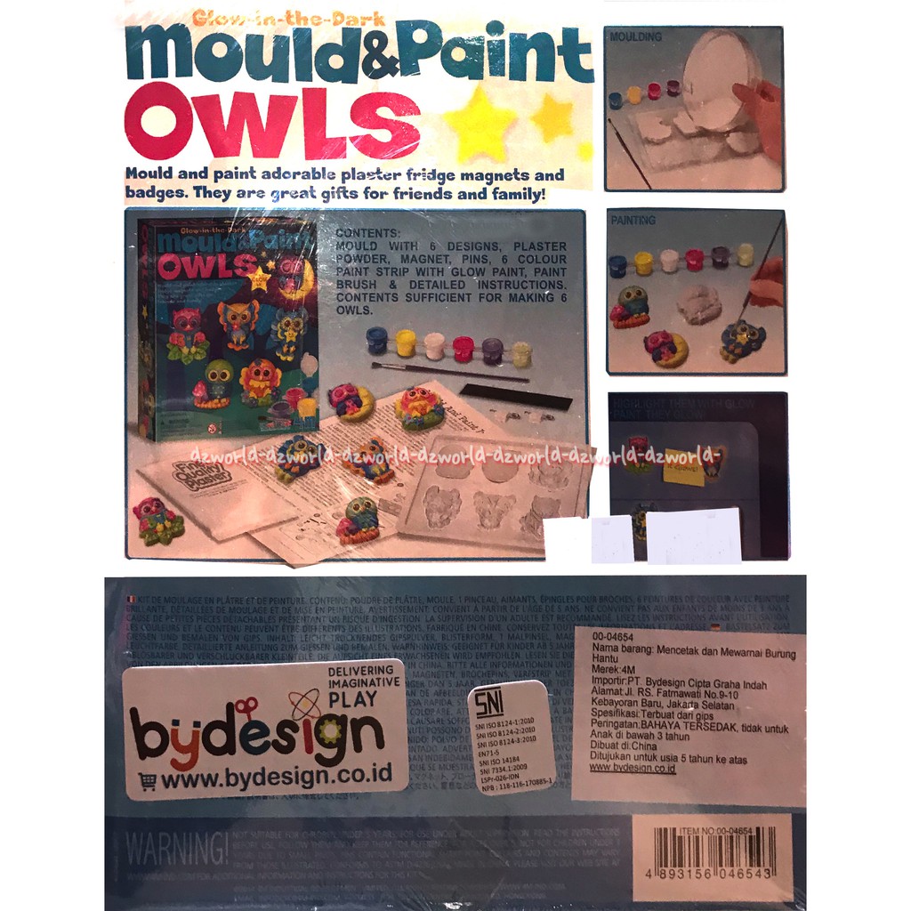 4M Mould &amp; Paint Owls Paket Mainan Membuat Stempel Bentuk Burung Hantu