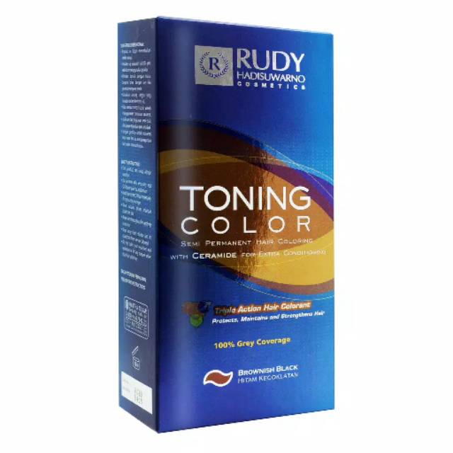 60 ML x 2 Rudy Hadisuwarno Hair Toning Color Brownish Black / Cat Rambut Rudy / Toning Rambut Rudy