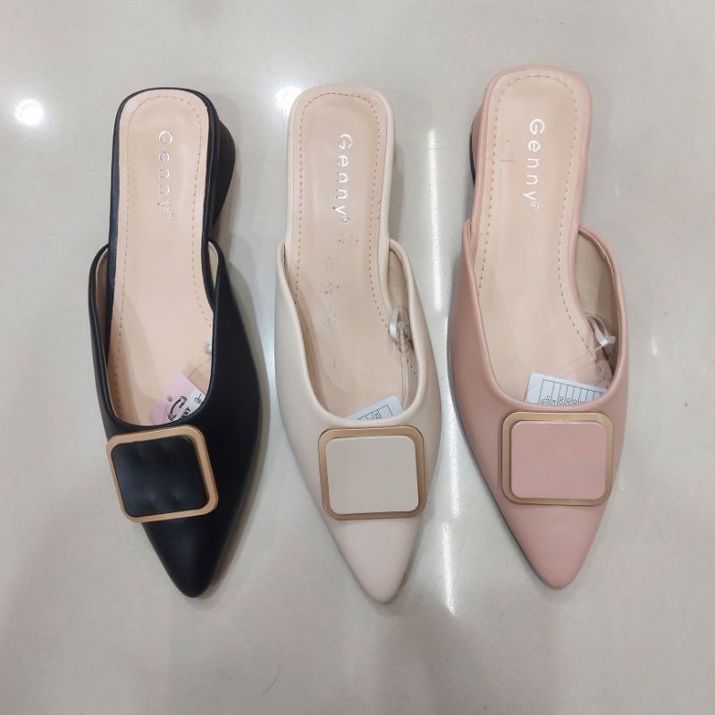 sepatu selop heels 2cm wanita Genny original