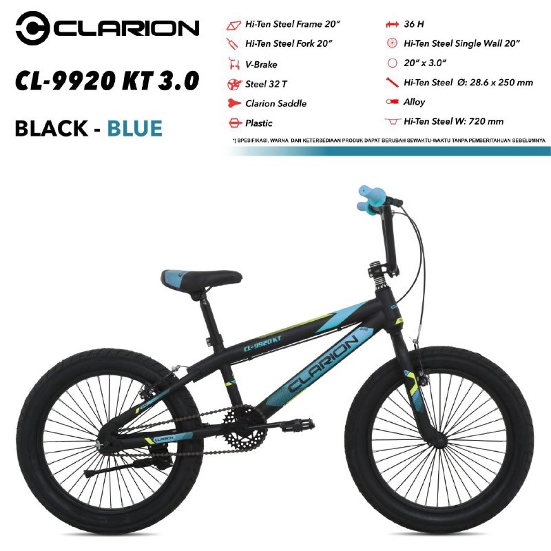 PROMO !!! Sepeda Anak BMX 20 Inch Murah CLARION CL-9920 KT New Steel Hi-Ten Ban Jumbo 3.0