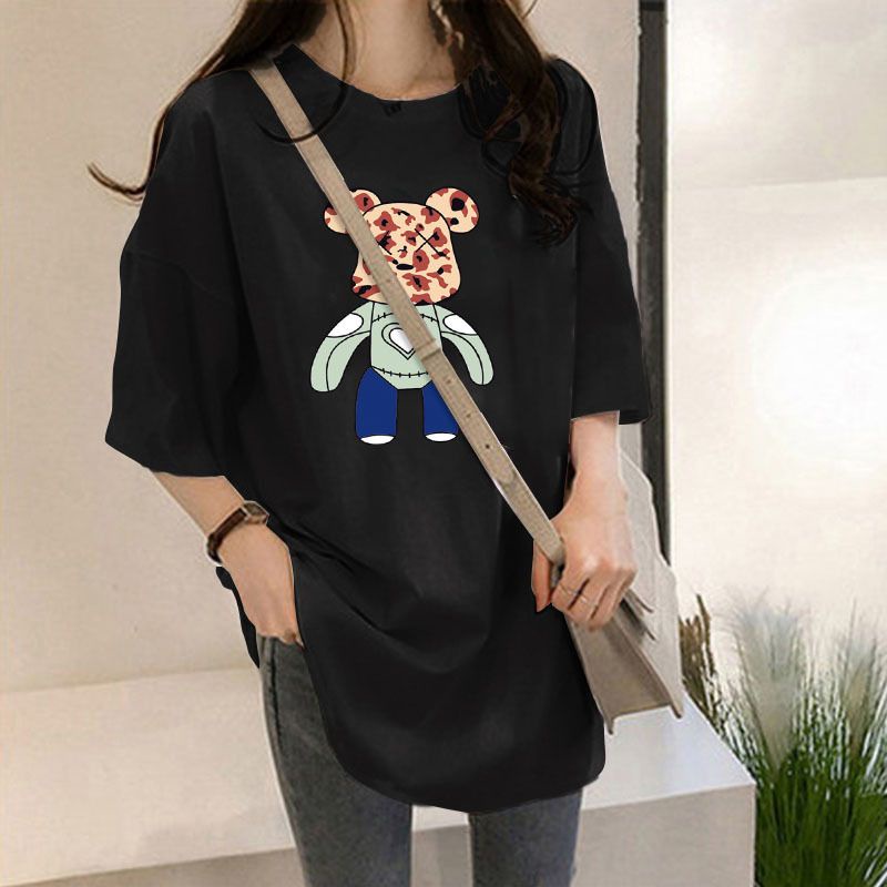THISTLE - Oversize Tee Tshirt Wanita Model Longgar Motif Bear Leopard