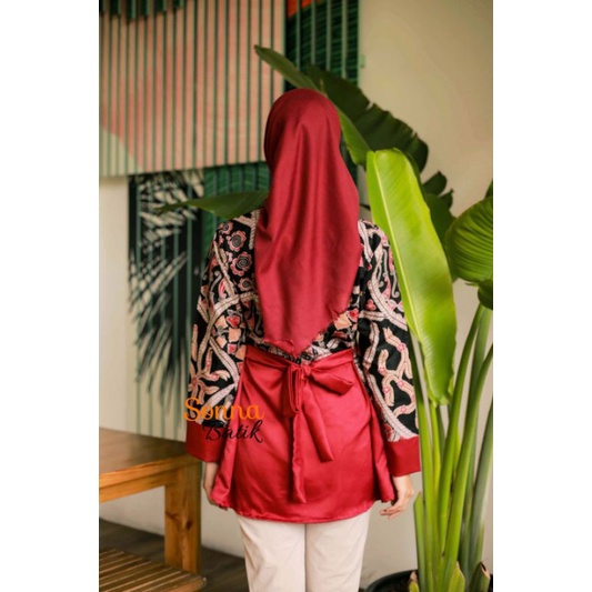 BATIKSONNA BATIK WANITA WARNA MERAH BUSUI MOTIF NAURA