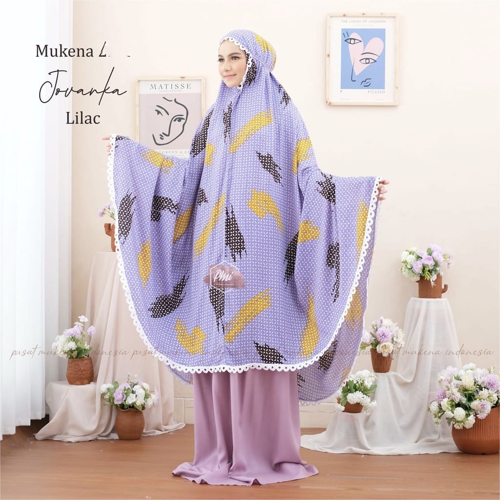 COD MUKENA DEWASA MOTIF JOVANKA RAYON BALI FREE TAS MUKENA TERBARU 2022 SANTRIWATI