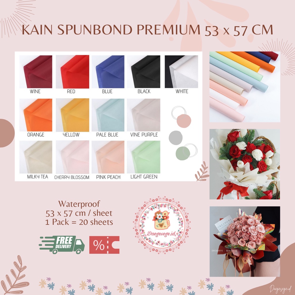 

[1 LEMBAR] FLOWER WRAPPING KAIN SPUNBOND PREMIUM IMPORT ECER | KAIN FURING SPUNBOND KERTAS PEMBUNGKUS BUNGA KERTAS BUKET BUNGA HAND BOUQUET WRAPPING PAPER KERTAS KADO FLOWER WRAP