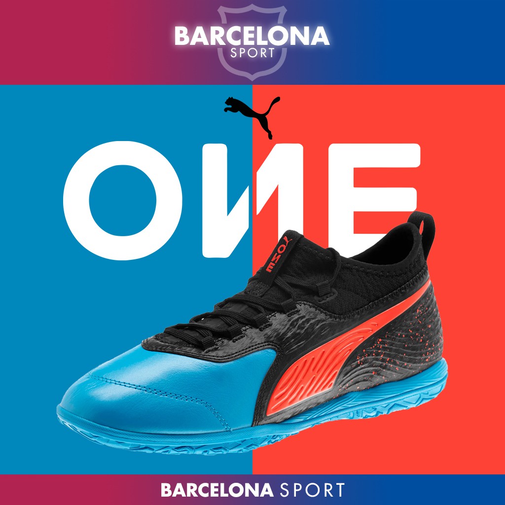 Puma One 19.3 IT  Bleu Azur/Red Blast/Black - Sepatu Futsal