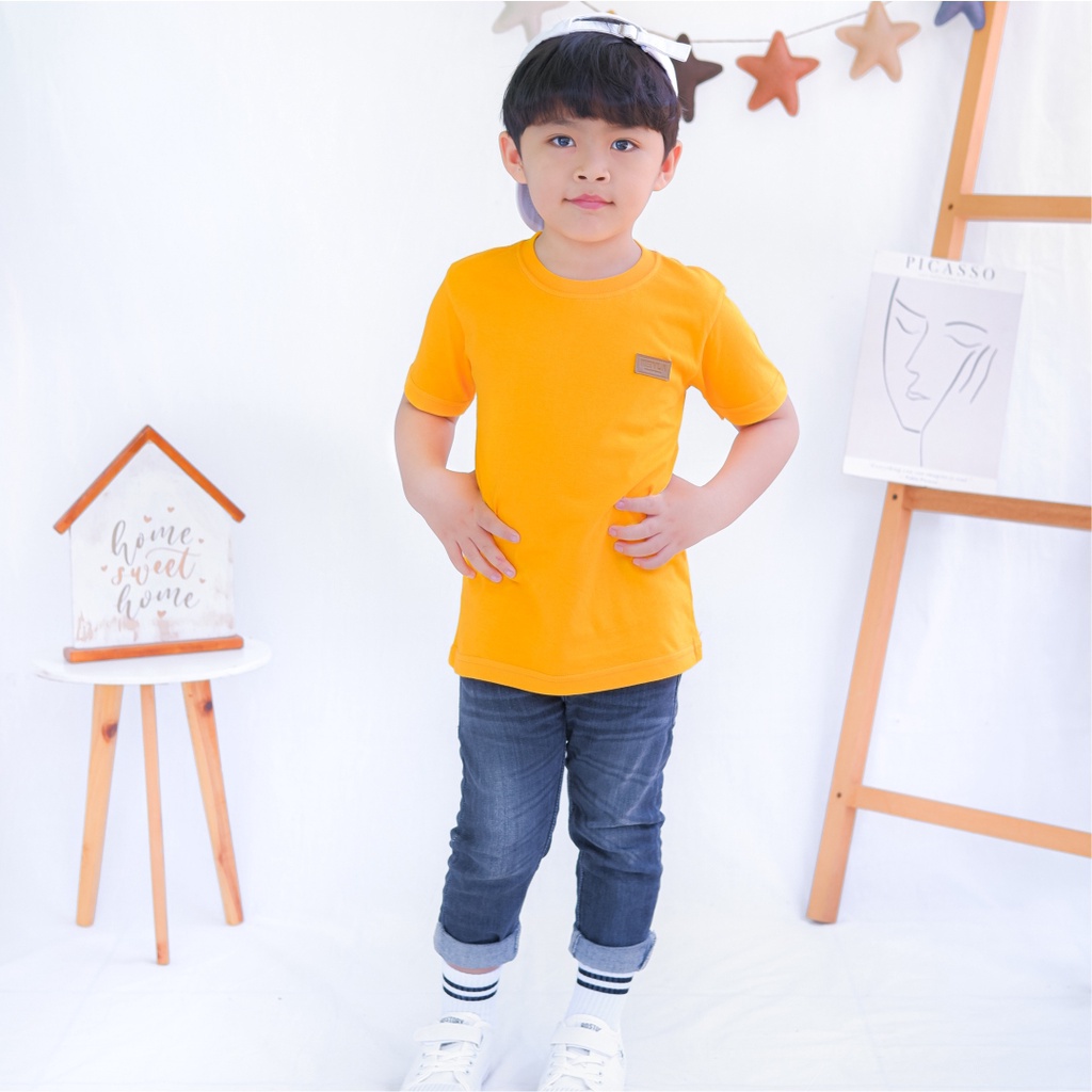 Kaos Polos Anak Laki Laki Perempuan Branded Premium Original | Mevla Kids - Kenzi Mustard