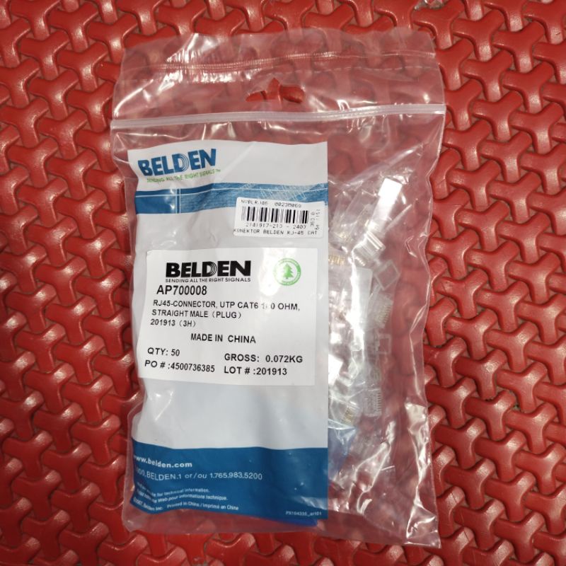 CONNECTOR RJ-45 BELDEN CAT 6E ISI 50 PCS ORIGINAL