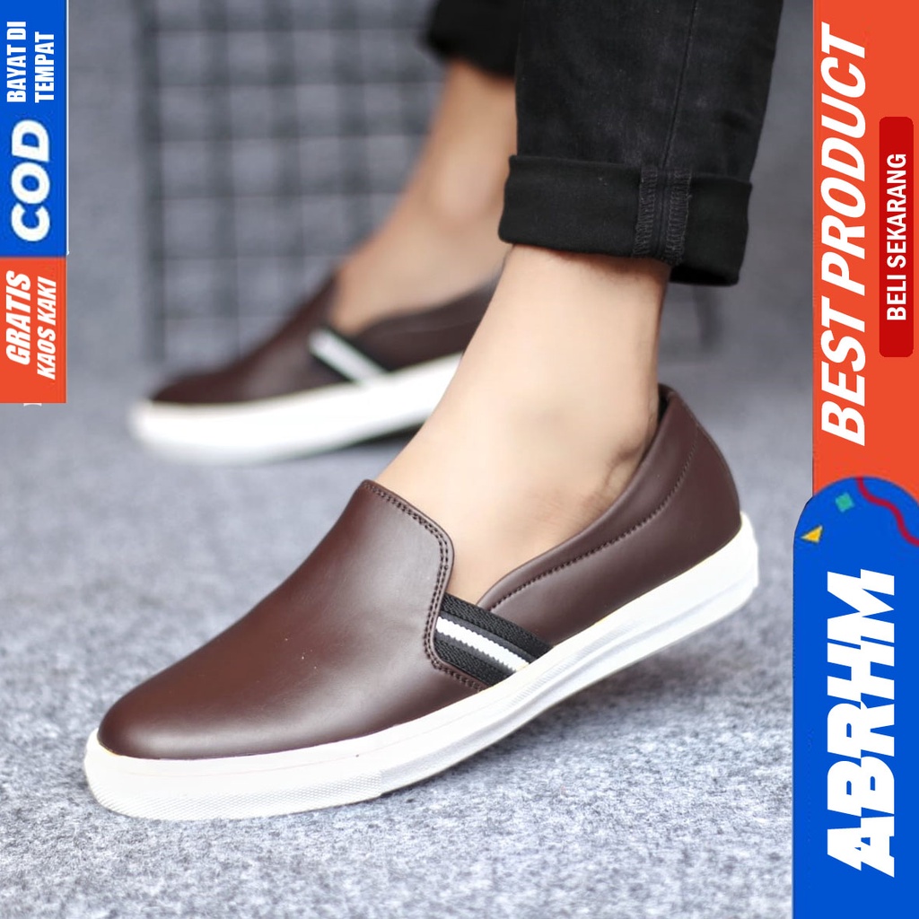 ABRHM NUE Sepatu Casual Slip On Santai Pria Slop Kulit Pu Anti Slip Original