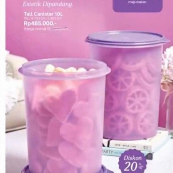 Tupperware ECER 1pcs Toples Tall Canister 10L [A02] --Termurah--