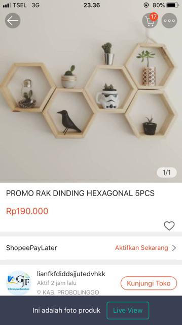 Promo Rak Dinding Hexagonal 5pcs