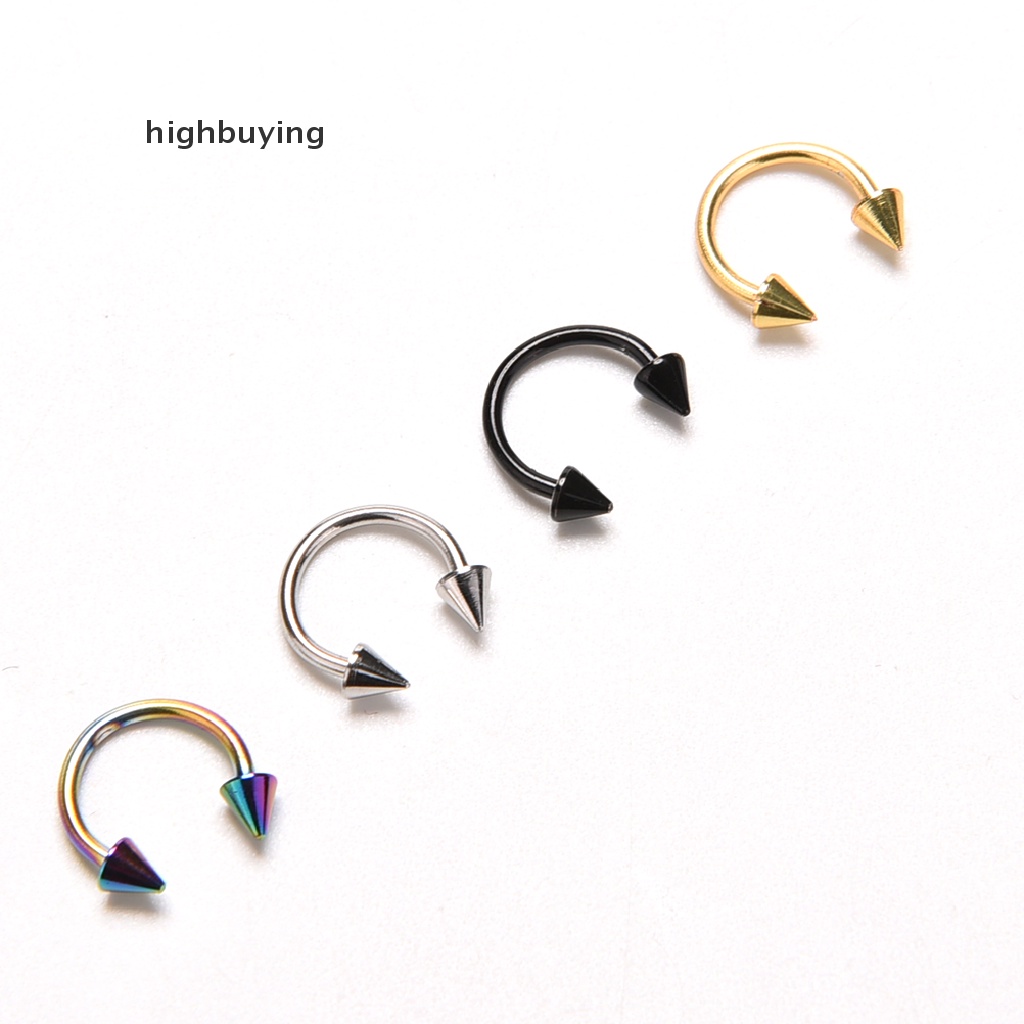 Hbid 1pc Anting Tindik Hidung / Bibir / Tubuh Bentuk Tapal Kuda Bahan Stainless Steel