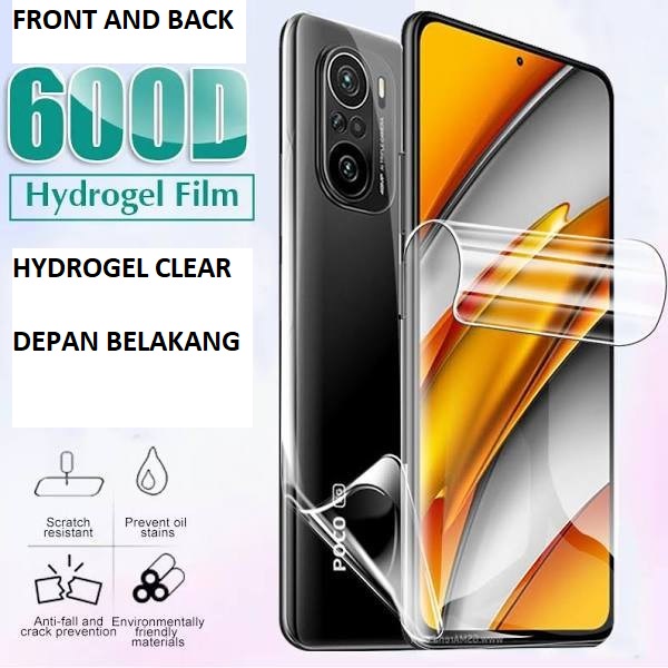 XIAOMI POCOPHONE POCO M5 M5S M4 PRO F3 5G M3 M3 PRO F2 PRO ANTI GORES HYDROGEL CLEAR FULL SET DEPAN DAN BELAKANG SCREEN GUARD JELL FRONT AND BACK PELINDUNG LAYAR FULL COVER ATAU PELINDUNG BELAKANG ANTI JAMUR SKIN GARSKIN