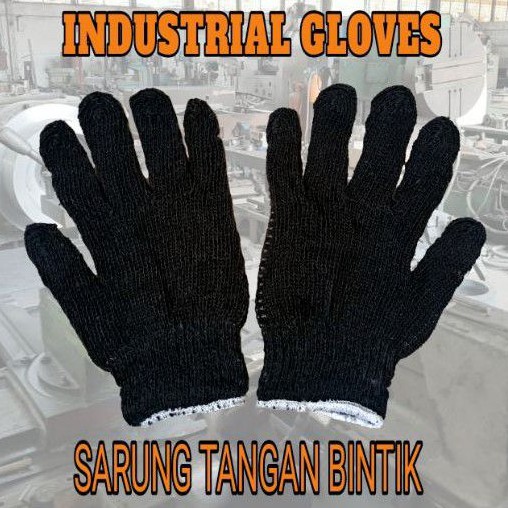 SARUNG TANGAN RAJUT BINTIK HITAM READY