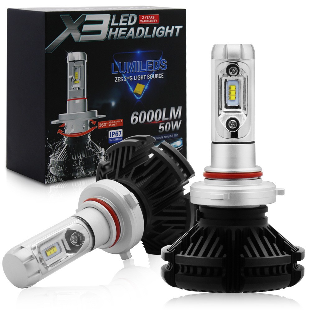 2PCS【In stock】X3 car Headlights H1 H3 H4 H7 H11 9005 9006 881 880 9012 Lampu Depan LED Mobil