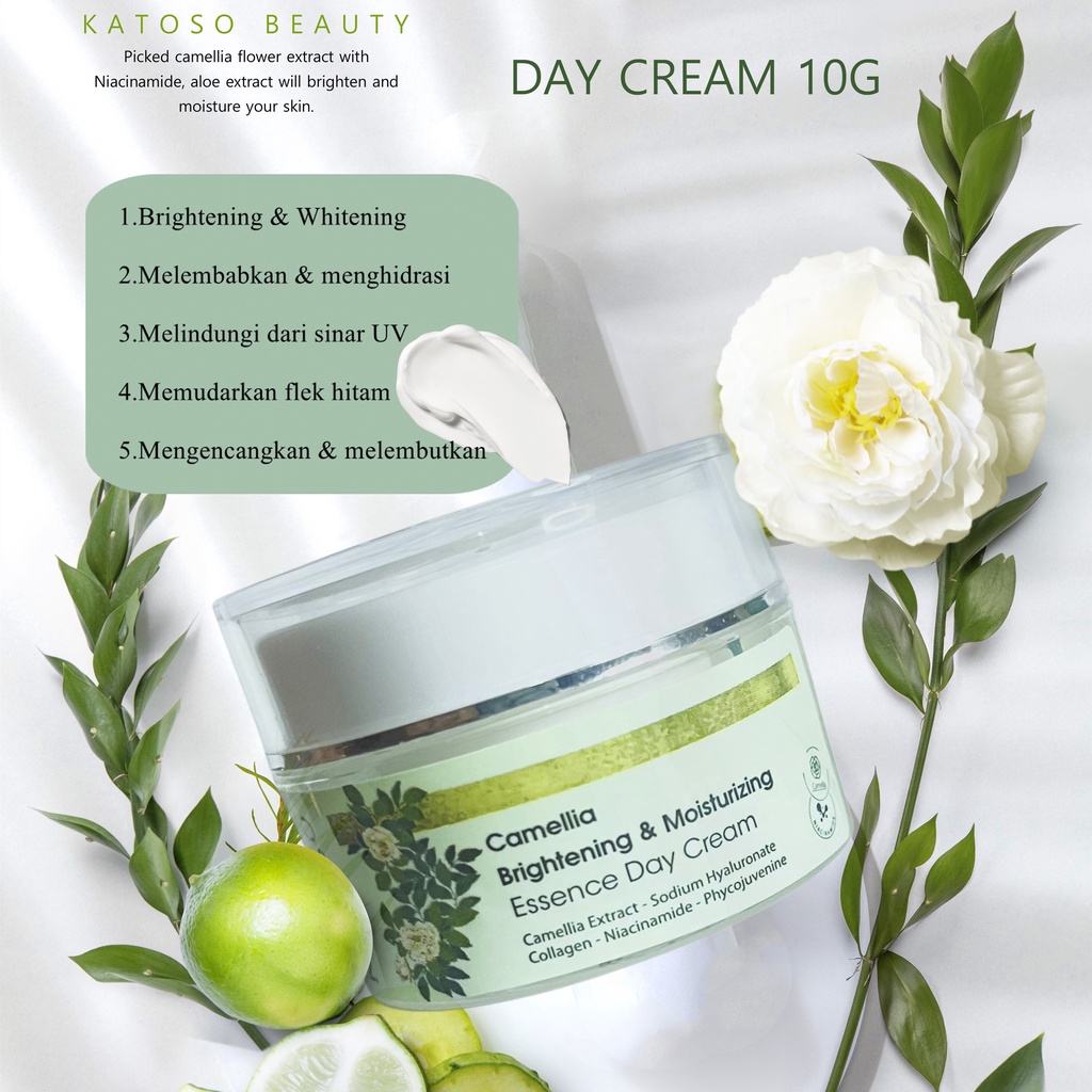 (BPOM) Katoso Camellia Brightening &amp; Glowing Essence Day Cream 10g